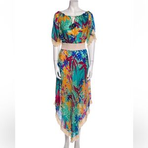 Pop St Barth Vibrant Tropical Print Silk Dress
